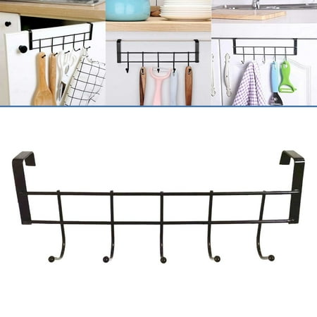 

Big Deals！ Lloopyting Over Door Hanger 5 Hooks Stainless Clothes Bathroom Hooks Organizer Hanging Kitchen Dining & Bar Black Hooks For Hanging Wall Hooks Black