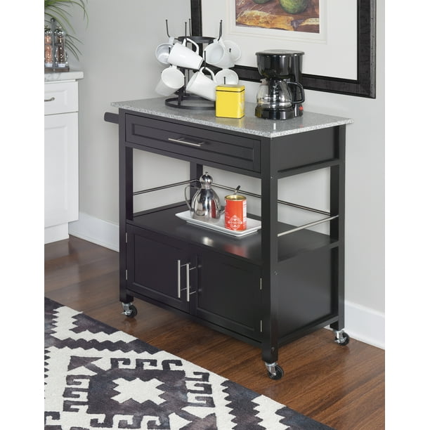 Linon Cameron Kitchen Cart with Granite Top, 36 inches Tall, Multiple Colors