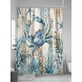 thumbnail image 5 of Fsddascl Coastal Crab Shower Curtain Set - Long 72" x 84" Washable Bathtub Curtain with 12 Hooks, Vintage Summer Beach Coral Ocean Waterproof Fabric Stall Shower Curtains for Bathroom/Bathtub Décor, 5 of 6