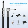 thumbnail image 2 of New bee Guitar cable 10 ft Electronic Instrument Bass Amplifier cable 6.35mm plug Strong Right Angle/L-shape optional compatible effect/bass/electric guitar,Black, 2 of 9