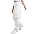 thumbnail image 2 of Resicozy Baggy Womens Cargo Pants High Waisted Open Leg Pants Hiking Lightweight Streetwear Trousers with Multiple Pockets White S, 2 of 5
