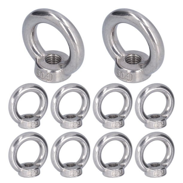 10 piezas de tuercas de ojo de elevación de acero inoxidable con forma de anillo, herramientas de sujeción para maquinaria forestal M6