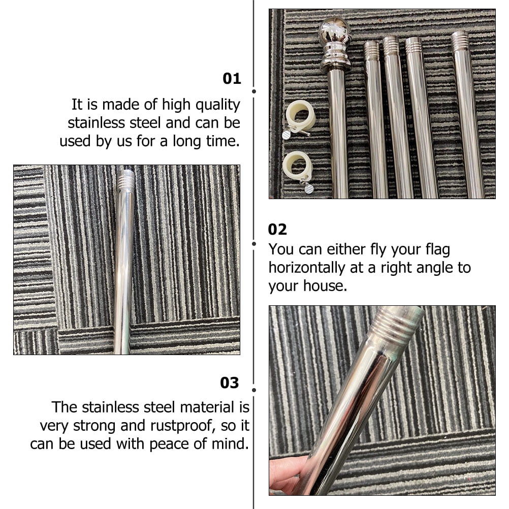 Omeite 1.5m Stainless Steel Rotating Flagpole with Three-Section or Four-Section Design, Randomly Selected Style