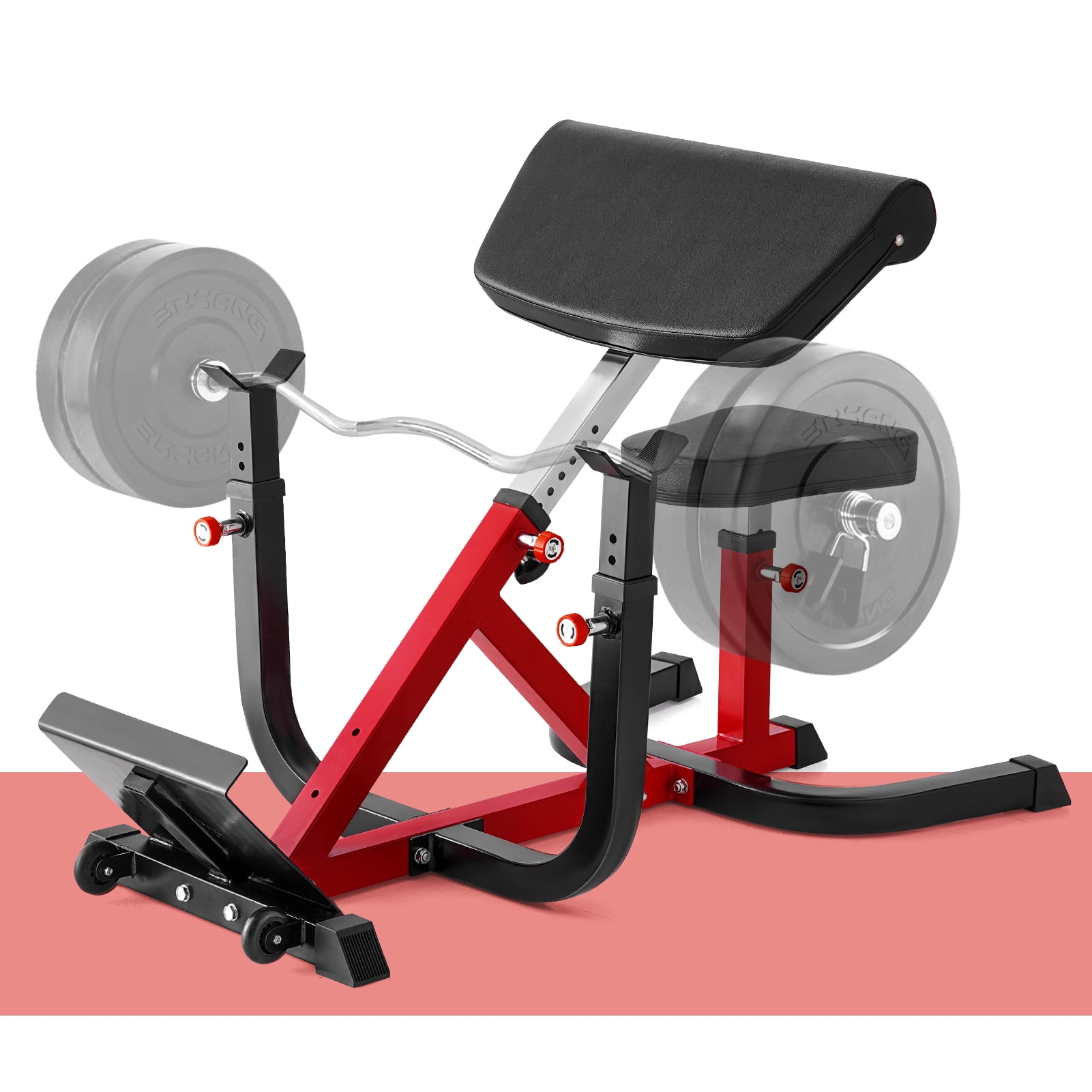 MJDB Preacher Curl Bench, Adjustable Hyperextension Roman Chair, Back