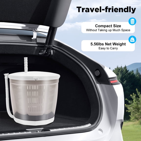 2 in 1 Non-Electric Washing Machine, Compact Washer Spin Dryer, Hand Washer used in RVs, Camping, Apartments, And Dorms