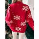 thumbnail image 3 of Suéter de mujer de otoño e invierno de punto mullido suelto informal con estampado de copos de nieve navideños de manga larga, jerséis, tops, ropa de calle, 3 of 4