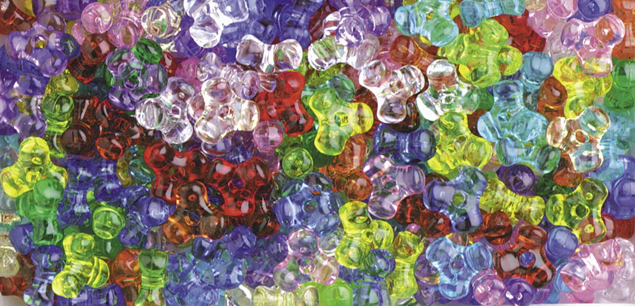 The Beadery 11mm Plastic TriBeads in Multi Transparent Colors, 900