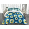 thumbnail image 3 of Ambesonne Evil Eye Quilted Bedspread Set 3 Pcs, Luck Overlap, King Size, Blue White Yellow, 3 of 5