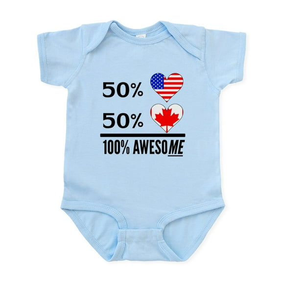CafePress - Half American Half Canadian Body Suit - Baby Light Bodysuit, Size Newborn - 24 Months