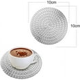 thumbnail image 2 of Posavasos, 6 Piezas Posavasos Redondos de PVC Posavasos para Café Caliente Agua Fría (Plata, 10 cm), 2 of 5