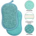 thumbnail image 4 of Reusable Microfiber Antibacterial Washable Dish Sponge Scouring Pads Double Sponge for Non-Stick Pans Pots (4pcs Sponge), 4 of 5