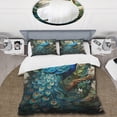 thumbnail image 2 of Designart "Blue Peacock Monochrome" Animals Bedding Covert Set - Peacock Teal Children's Art Bed Set With 2 Shams, 2 of 6