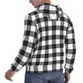 thumbnail image 3 of KLL Black White Plaid Print Mens Hoodie Long Sleeve Casual Pullover Hooded Sweatshirt Fashion Drawstring Hoodies with Pocket-Large, 3 of 6