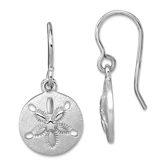 925 Sterling Silver Rhodium Plated Polished Sand Dollar Long Drop Dangle Earrings 25x12.3mm Wide Dangle Earring for Wome