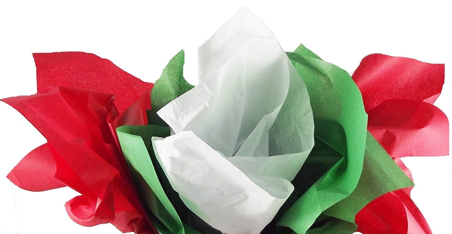 Red, Green & White Christmas Solid Tissue Paper (40 Sheets of Each) 120 Sheets