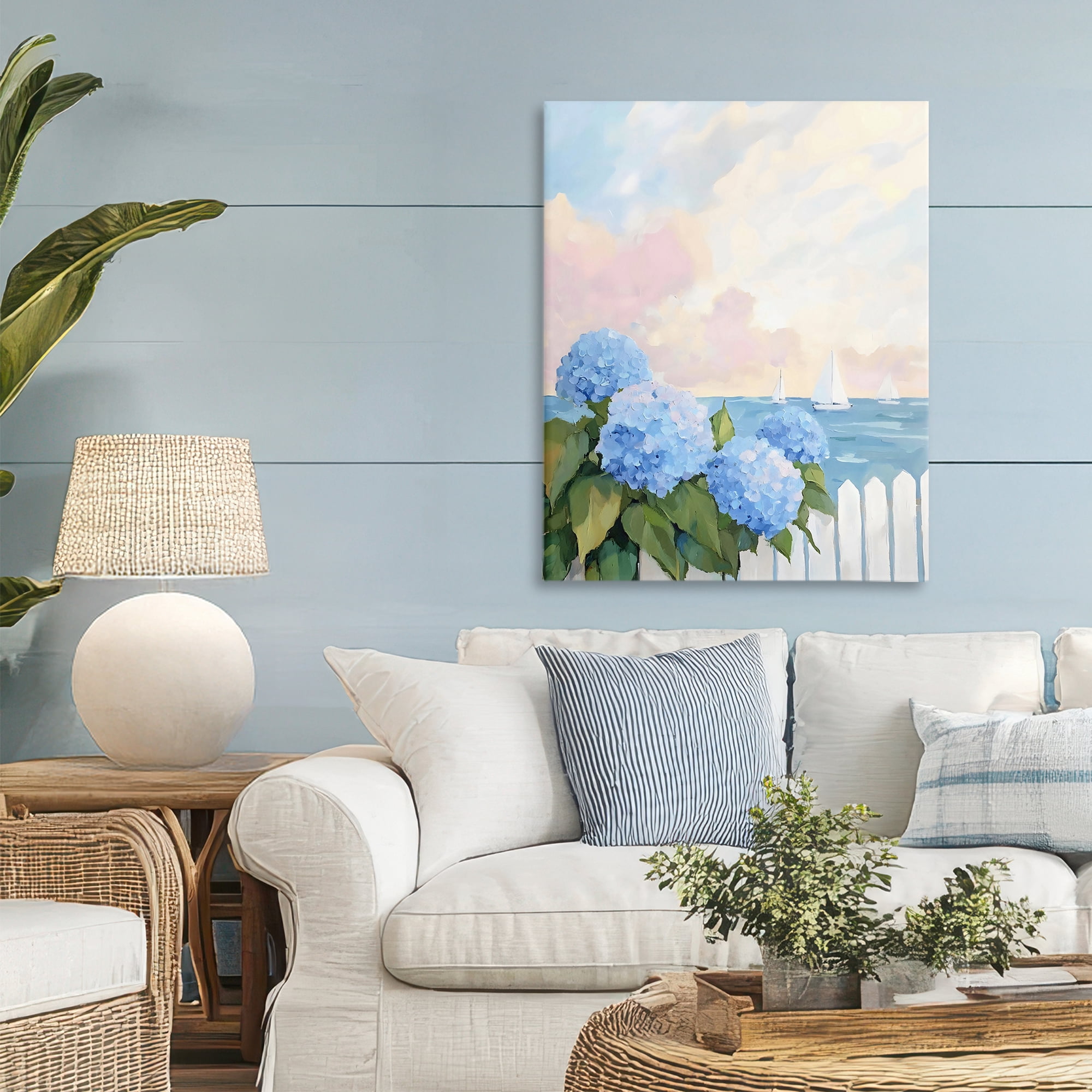 Stupell Industries Hydrangeas By The Sea Canvas Wall Art, design by Creative Studio