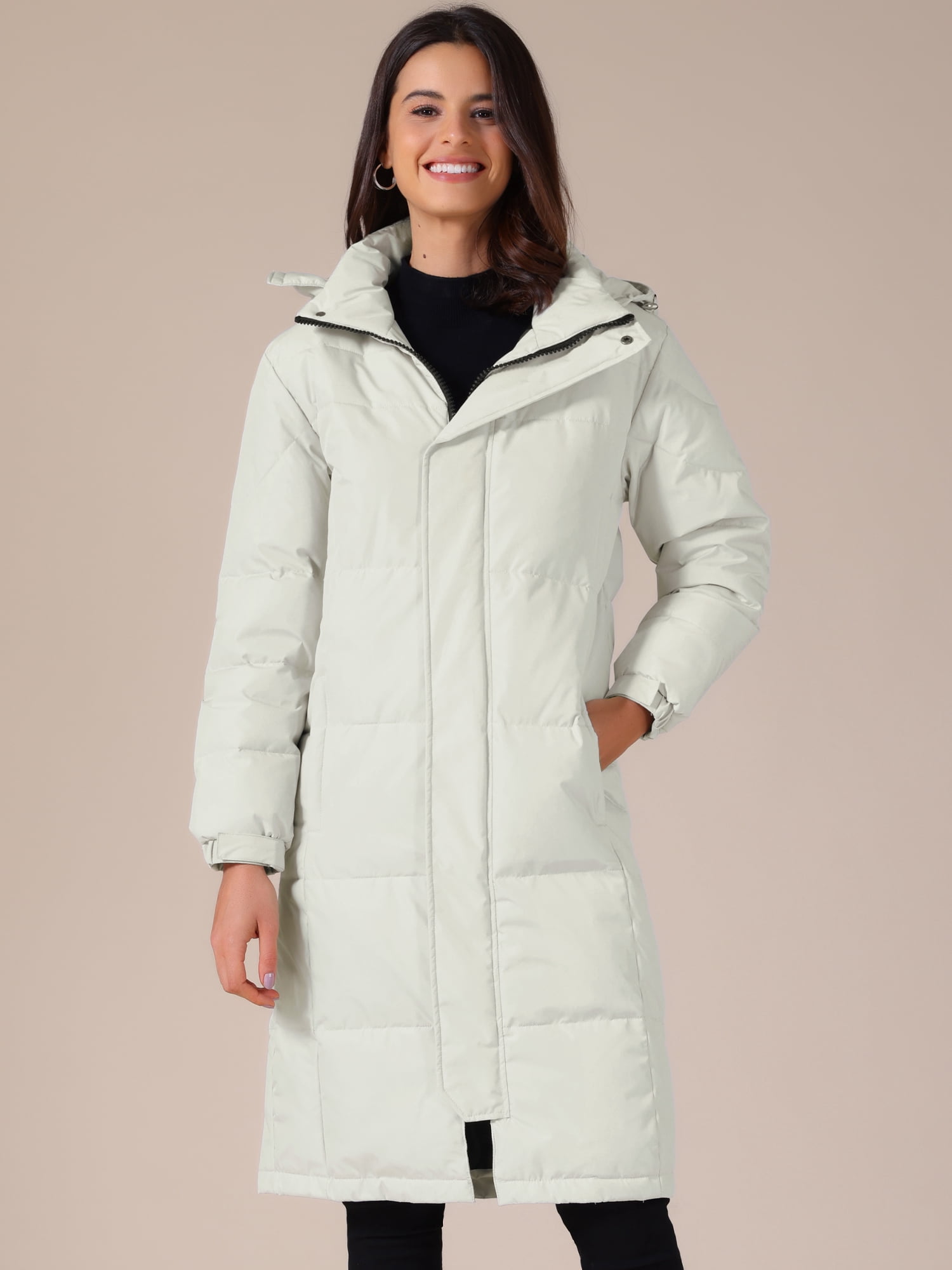 DARING DIVA Women's Warm Parka Down Hooded Outwear Thicken Puffer Coat L White