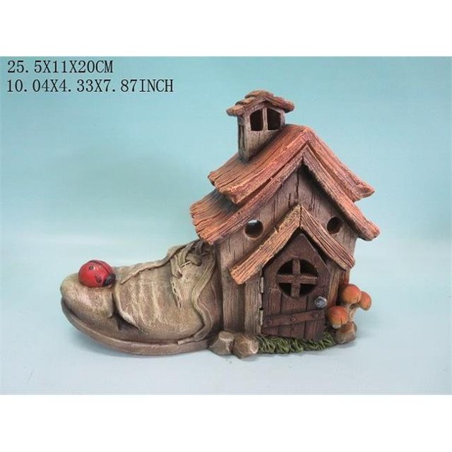 Hi-Line Gift 72042-22 Fairy Garden - Shoe House with Ladybug