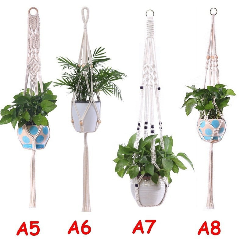6 Styles Macrame Hanging String Balcony Plant Hanger Home Garden Plants 