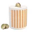 thumbnail image 2 of Orange and White Piggy Bank, Retro Gingham Style Checkered Squares Pattern in Warm Colors Plaid, Ceramic Coin Bank Money Box for Cash Saving, 3.6" X 3.2", Orange and White, by Ambesonne, 2 of 4