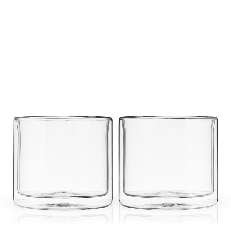 True Insulated Old Fashioned Glasses - Double Walled Glasses in  Borosilicate Glass for Cold Drinks - 7oz Whiskey Glass Set of 2