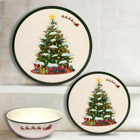 Melange Christmas Tree Melamine 12 Piece Dinnerware Set, Service for