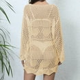 thumbnail image 4 of Akiihool Womens Swim Cover Ups Crochet Beach Cover Up Summer Bikini Swimwear Sexy V-Neck Crochet Dress, Beige S, 4 of 5