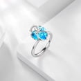 thumbnail image 3 of Juwaliy Women Heart Ring 925 Sterling Silver Butterfly March Birthstone Aquamarine Blue Solitaire Ring Jewelry Birthday Gift for Cat Lover Mother, 3 of 10