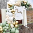 thumbnail image 3 of Kit de arco de guirnalda de globos verde oliva, 152 piezas, globos de confeti de oro blanco, globo verde retro y globos de látex cromados metálicos dorados para boda, 3 of 5