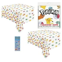 Pokemon Birthday Party Supplies Bundle Includes Plastic Table Covers - 2 Count
