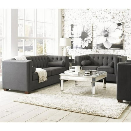 Coaster Cairns 2 Piece Fabric Sofa Set In Charcoal Coaster Cairns 2 Piece Fabric Sofa Set In Charcoal