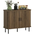 thumbnail image 2 of HOMCOM 35.4" Sideboard Buffet Cabinet with Storage, Nordic Coffee Bar Cabinet with Slatted Tambour Doors and Metal Legs, Walnut, 2 of 9