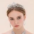 thumbnail image 3 of Corona y tiara de princesa mágicas para mujer, tiaras de cristal para niña: impresionantes accesorios para el cabello y regalos de novia para cumpleaños, bodas, graduaciones, fiestas, 3 of 8