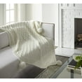thumbnail image 3 of Crafted by Catherine Pom-Pom Sweater Knit Throw 50" x 60", Cozy Sweater Knit Throw, Super Soft, Ivory, 3 of 4