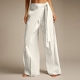 thumbnail image 2 of KLHDSF Pants For Women Solid Casual Drapey Sash Tie Wide Leg Trousers Work Office White L, 2 of 8