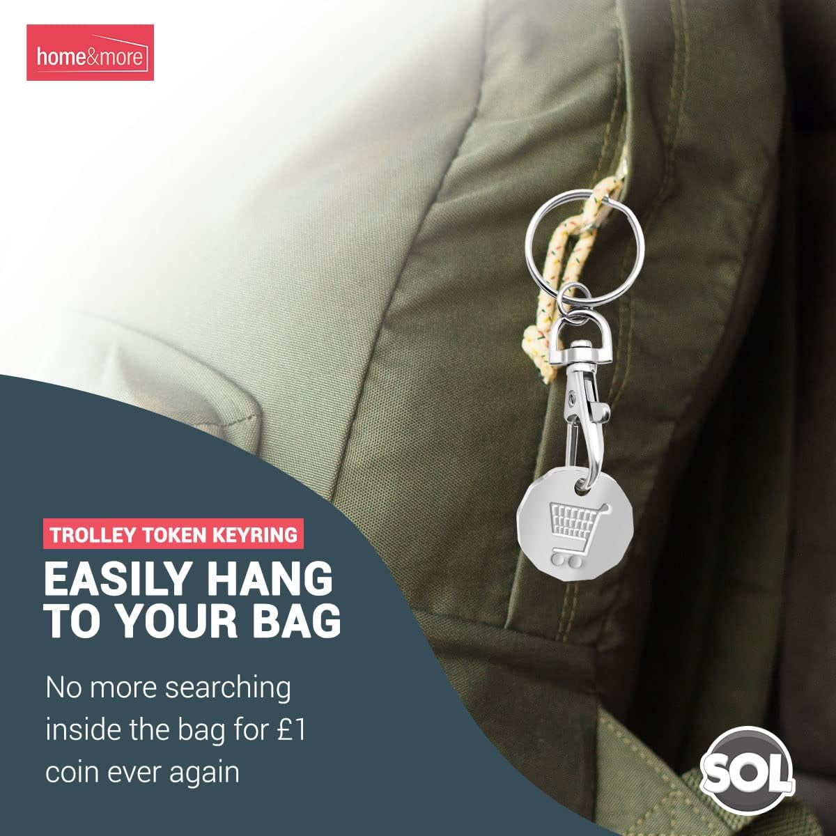 6pk Trolley Coin Keyring UK Set | Shopping Trolley Token Keyrings | Trolley Tokens for Supermarket Cart Trolley Key | New Pound UK Coin Trolley Token | Trolly Shopping Coin | Trolley Coins Key Ring
