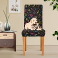 thumbnail image 4 of Yayeee 4 Pack Dining Chair Covers Stretch Parson Chairs Slipcovers Seat Protector, Black Neon Lightning, 4 of 6