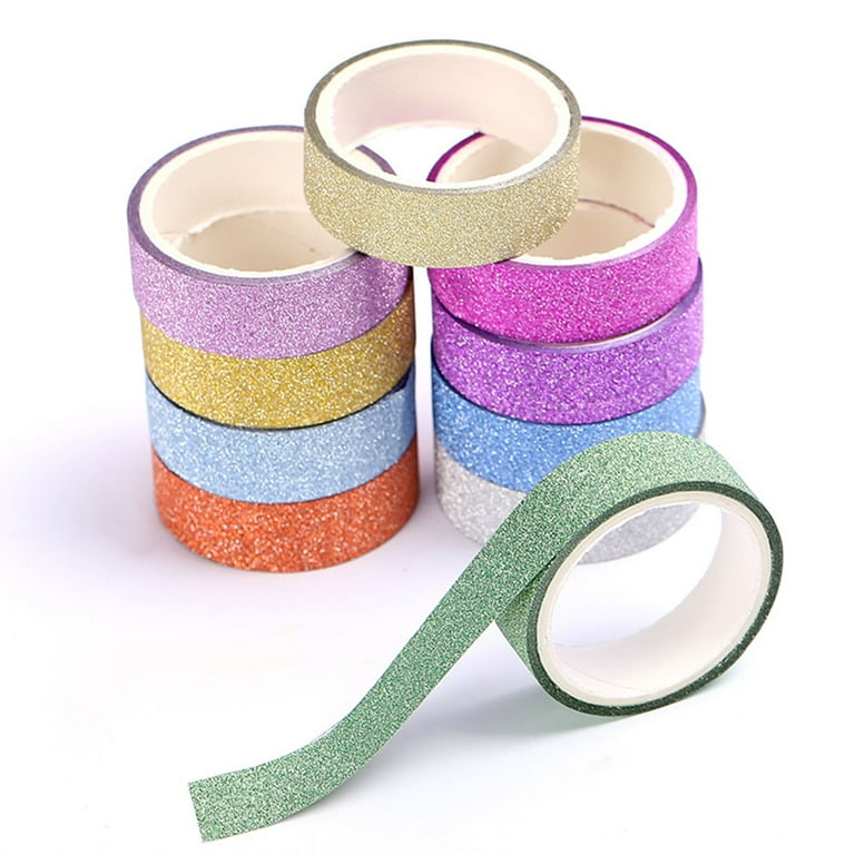 Creative Laser Colored Adhesive Tape Decoration Masking Tape Glitter Solid  Color Washi Tapes for Girls DIY Journaling Stationery