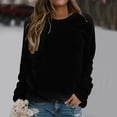 thumbnail image 2 of Sweatshirt for Women Comdrip Women's Solid Color Long Sleeve Hoodie with Printed Top Casual Pullover Sweatshirts for Women Trendy Black 2XL, 2 of 5