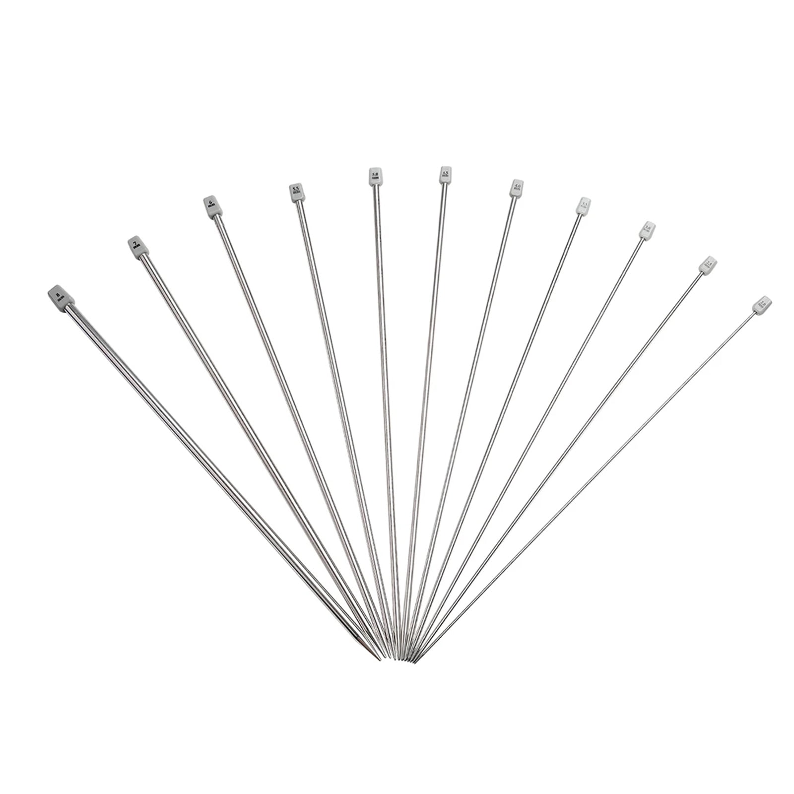 PAIR 25 CM'S STAINLESS STEEL SINGLE POINT KNITTING NEEDLES,IN SIZES 2MM-8MM 