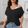 thumbnail image 2 of Annhoo Womens Plus Size Tops V Neck off the Shoulder Lace Short Sleeve Shirts 2026 Summer Loose Casual Blouses, 2 of 4