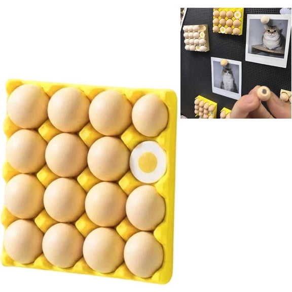 16 Pack 3D Egg Carton Fridge Magnets Set, Cute Mini Removable Egg Magnets, Strong Magnetic Clips for Photos, Notes, Kitchen & Office Decor