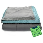 YOSITiuu Weighted Blanket for Adults - 20 LB King Size Heavy Blanket for Cooling & Heating - 100% Cotton Big Blanket w/ Glass Beads, Machine Washable Blankets - 86"x92", Aqua