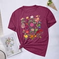 thumbnail image 2 of Blusas de Verano de las Mujeres Flor Impresa Cuello Redondo Manga Corta Superior, Verano Superior de las Mujeres, 2 of 4