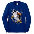 thumbnail image 2 of Torn Ripped Eagle Claws Animal Lover Mens Long Sleeve Shirt, Royal, Small, 2 of 3