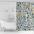 thumbnail image 4 of 72x78 Inch Shower Curtain Blue Yellow Floral Spring Bathroom Decor Waterproof Fabric Bathtub Bath Curtains Decorative Summer Pastoral Botanical Green Extra Long Shower Curtain Set with Hooks, 4 of 6