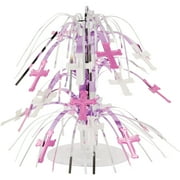 Hoffmaster Group 264004 Centerpiece, Mini Cascade - Crosses, Pink & Silver
