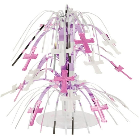 Hoffmaster Group 264004 Centerpiece, Mini Cascade - Crosses, Pink & Silver