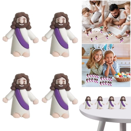 WeiDKF 24pcs Easter Baby Jesus Statue Christ the Savior Hide and Seek Religious Party Favor Doll Bulk Jesus Toy Easter Egg Filler Baptism Gift