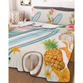 thumbnail image 3 of Quilts Twin-XL Size Bedding Set, Coastal Beach Lightweight Quilted Comforter, Summer Tropical Plants Ocean Sea Beige Soft Reversible Bedspread Coverlet with Pillow Covers for All Season, 68" x 98", 3 of 7